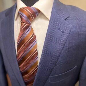 Jos A Bank Glen Plaid Sport Coat Jacket Blazer 100% Wool Blue Men 42L